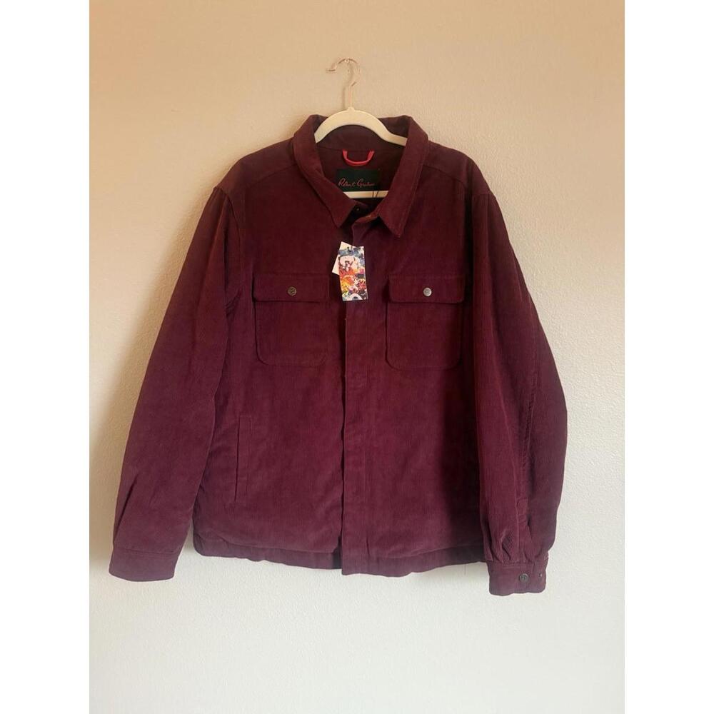 Robert Graham Corduroy Jacket Burgondy Mens XL Shacket New with Tags MSRP 298$